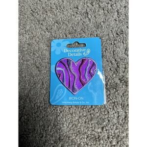 NEW Decorative Details Iron-On Metallic Heart Patch